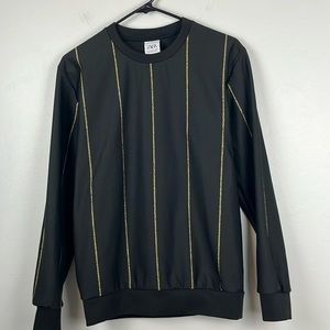 ZARA Crewneck Pullover Long sleeve Black/Gold Stripe Round Neck Unisex Small